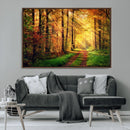 Sunlight Through Trees Wall Art Canvas Print - Autumn Forest
