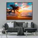 Palm Tree Sunset On The Beach Wall Art Canvas, Framed Palm by MyGreatCanvas | Canvas Wall Art Prints | Photo Prints & Wall Decor