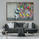 Banksy Colorful Street Graffiti Canvas Wall Art Print, by MyGreatCanvas | Canvas Wall Art Prints | Photo Prints & Wall Decor