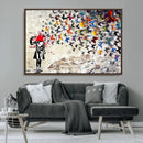 Banksy Art Butterfly Girl Explosion Canvas Art – Vibrant