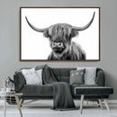Grayscale Scottish Highland Cow Cattle Art Print Farmhouse by MyGreatCanvas | Canvas Wall Art Prints | Photo Prints & Wall Decor