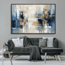 Modern Abstract Canvas Wall Art in Blue and Gold Tones |