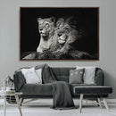 Lion Couple Wall Art Canvas Print – Elegant Black and White
