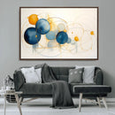 Geometric Blue Orange Abstract Wall Art Canvas, Geometric