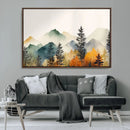 Abstract Watercolor Mountains and Trees Autumn Wall Art,