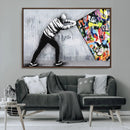 Banksy Art Behind the Curtain Street Wall Art Canvas Print |