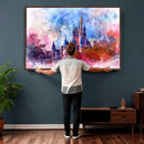 Disney Wall Art: Dreamy Watercolor Cinderella Castle Canvas by MyGreatCanvas | Canvas Wall Art Prints | Photo Prints & Wall Decor