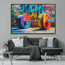 Fitness Gym Barbell Graffiti Wall Art Canvas Print