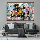 Life Beautiful Art Print - Banksy Graffiti Wall Art Canvas by MyGreatCanvas | Canvas Wall Art Prints | Photo Prints & Wall Decor