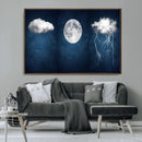 Dark Blue Cloud Art, 3 Piece Indigo Blue Wall Art, Aesthetic