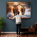 Scottish Highland Cow Horn Farm Wall Art Canvas Print