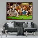 Dogs Playing Pool Canvas Wall Art Funny Gifts Dog Print