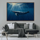 Whale under Ocean Wall Art Canvas Print