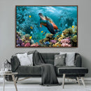 Sea Turtle and Coral Reef Triptych Wall Art – Vibrant