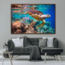 Sea Turtle Wall Art Canvas Print – Vibrant Ocean Coral Reef