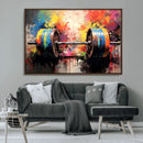 Weightlifting Barbell Art Triptych, Bold Abstract Fitness