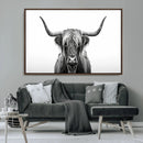 Highland Wall Art Canvas Print – Minimalist Black and White