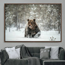 Grizzly Bear Wall Art – Framed Snowy Forest Canvas Artwork, by MyGreatCanvas | Canvas Wall Art Prints | Photo Prints & Wall Decor