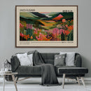 Yayoi Kusama Landscape Canvas Print, Vibrant Floral Mountain