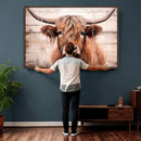 Vintage Scottish Highland Cow Cattle Art Print Farmhouse