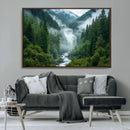 Mountain Forest River Canvas Wall Art Print - Serene Nature