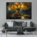 Golden Tree of Life Canvas Wall Art Print - Majestic Glowing