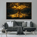 Golden Tree of Life Canvas Wall Art Print - Majestic Glowing