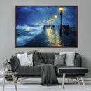 Abstract Stormy Ocean Pier Canvas Wall Art Print | Stormy