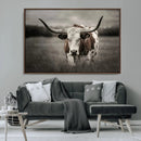 Texas Longhorn Cow Canvas Wall Art Print - Large Rustic