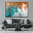 Vintage Abstract Print - Bold Teal and Orange Canvas Wall