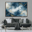 Large Abstract Print - Luxe Blue and Gold Abstract Canvas
