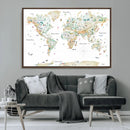 Animal World Map for Kids Room Decor