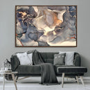 Abstract Blue and Gold Wall Art - Fluid Ink Artwork - Modern