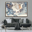 Abstract Blue and Gold Canvas Wall Art - Fluid Modern Ink