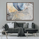 Large Abstract Blue and Gold Canvas Wall Art | Fluid Ink