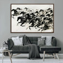 Abstract Horse Wall Art Canvas Print - Dynamic Black Ink