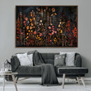 Dark Floral Canvas Wall Art - Moody Botanical Flower Print -
