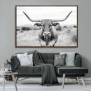 Highland Cow Wall Art Canvas Print – Black and White Western
