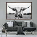Highland Cow Wall Art Canvas Print – Black and White Western