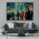 Urban Night Jazz Wall Art Canvas Print – Moody Rain-Soaked