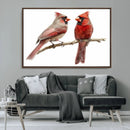 Cardinal Canvas Wall Art - Male and Female Cardinal Print -