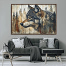 Rustic Wolf Wall Art Canvas Print – Vintage Woodland
