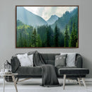 Misty Forest Mountain Wall Art Canvas Print – Framed Serene