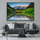 Sunrise Maroon Bells Lake Wall Art Canvas Print – Framed Elk
