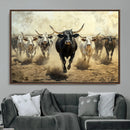 Texas Longhorn Wall Art – Framed Charging Cattle Canvas by MyGreatCanvas | Canvas Wall Art Prints | Photo Prints & Wall Decor
