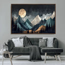 Moonlit Mountain Wall Art Canvas Print – Silhouetted Pines