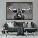 Texas Longhorn Wall Art Canvas Print – Framed Western Bull