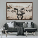 Texas Longhorn Wall Art Canvas Print – Framed Speckled Bull