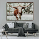 Texas Longhorn Wall Art Canvas Print – Framed Spotted Bull