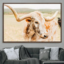 Texas Longhorn Wall Art Canvas Print – Framed Spotted Cow